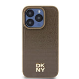 DKNY læder mønster metal logo MagSafe-foder for iPhone 15 Pro Max - brun