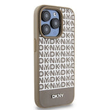 DKNY læder med trykt mønstermetallogo MagSafe Case til iPhone 15 Pro Max - Brown