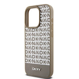 DKNY læder med trykt mønstermetallogo MagSafe Case til iPhone 15 Pro Max - Brown