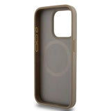 DKNY læder med trykt mønstermetallogo MagSafe Case til iPhone 15 Pro Max - Brown