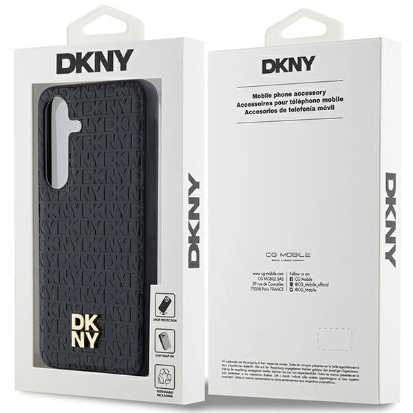 DKNY læder mønster metal logo MagSafe-foder for Samsung Galaxy S24 - sort