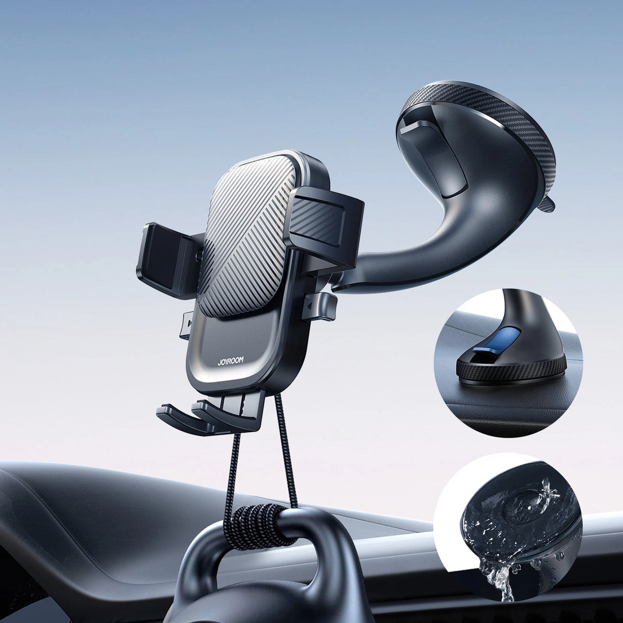 Joyroom JR-OK6 klemme telefonholder til glas - sort