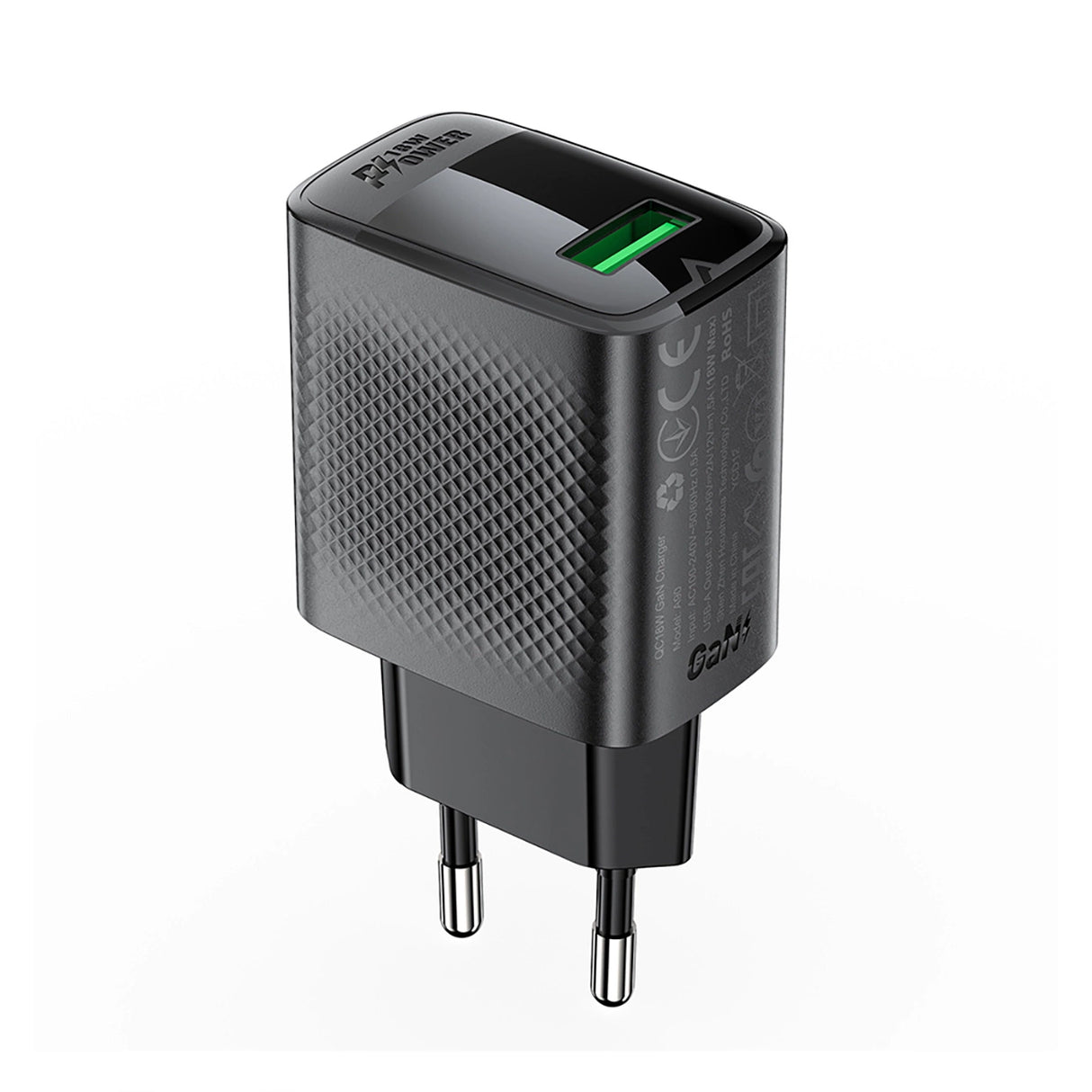 Acefast A90 Charger GaN USB-A QC 18W - sort