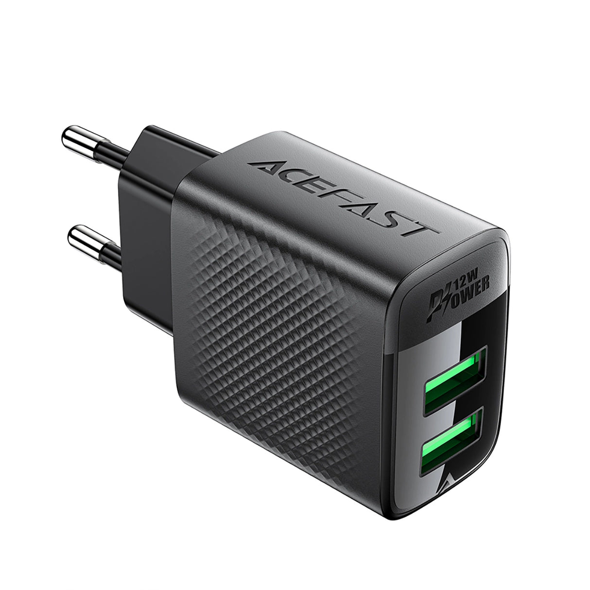 Acefast A86 netoplader 2x USB-A 12W - sort