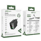 Acefast A78 Charger Network GaN USB-A / USB-C PD 20W - sort