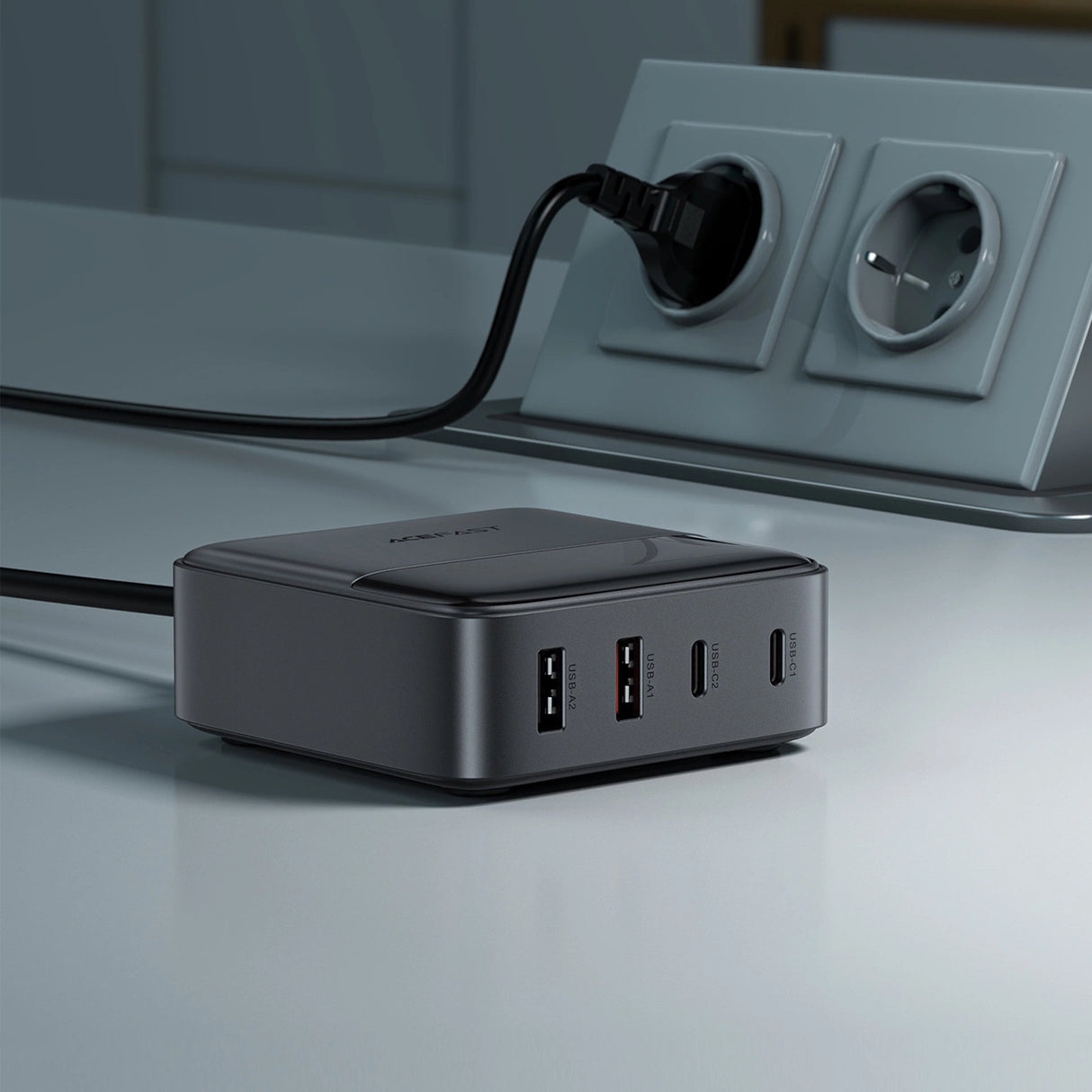 Acefast Z6 Charger Network GaN Desktop 2x USB-A / 2x USB-C PD 65W - sort