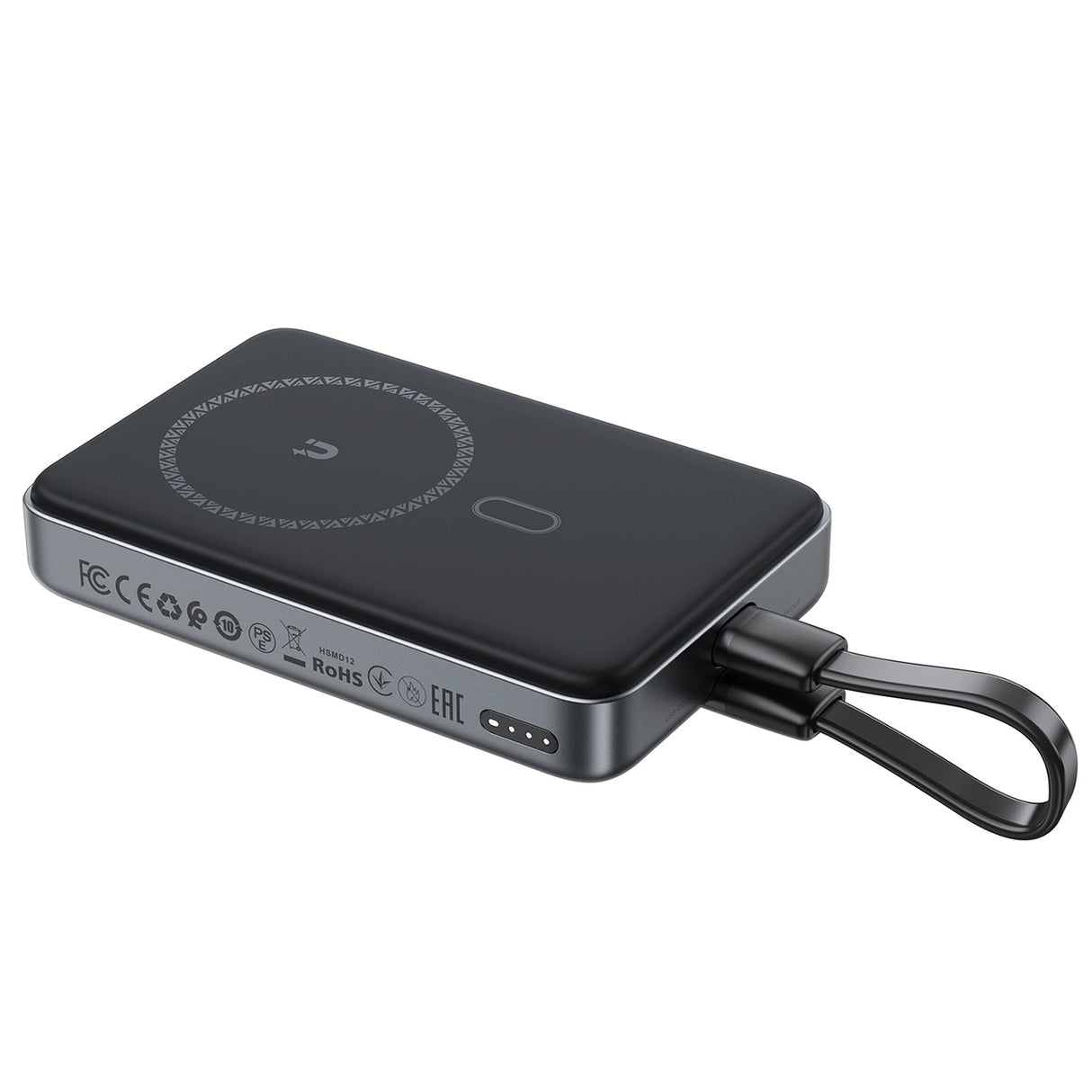 Powerbank Acefast M10 Magnetisk 2x USB-C PD 30W med 15W induktiv opladning og USB-C-kabel - sort
