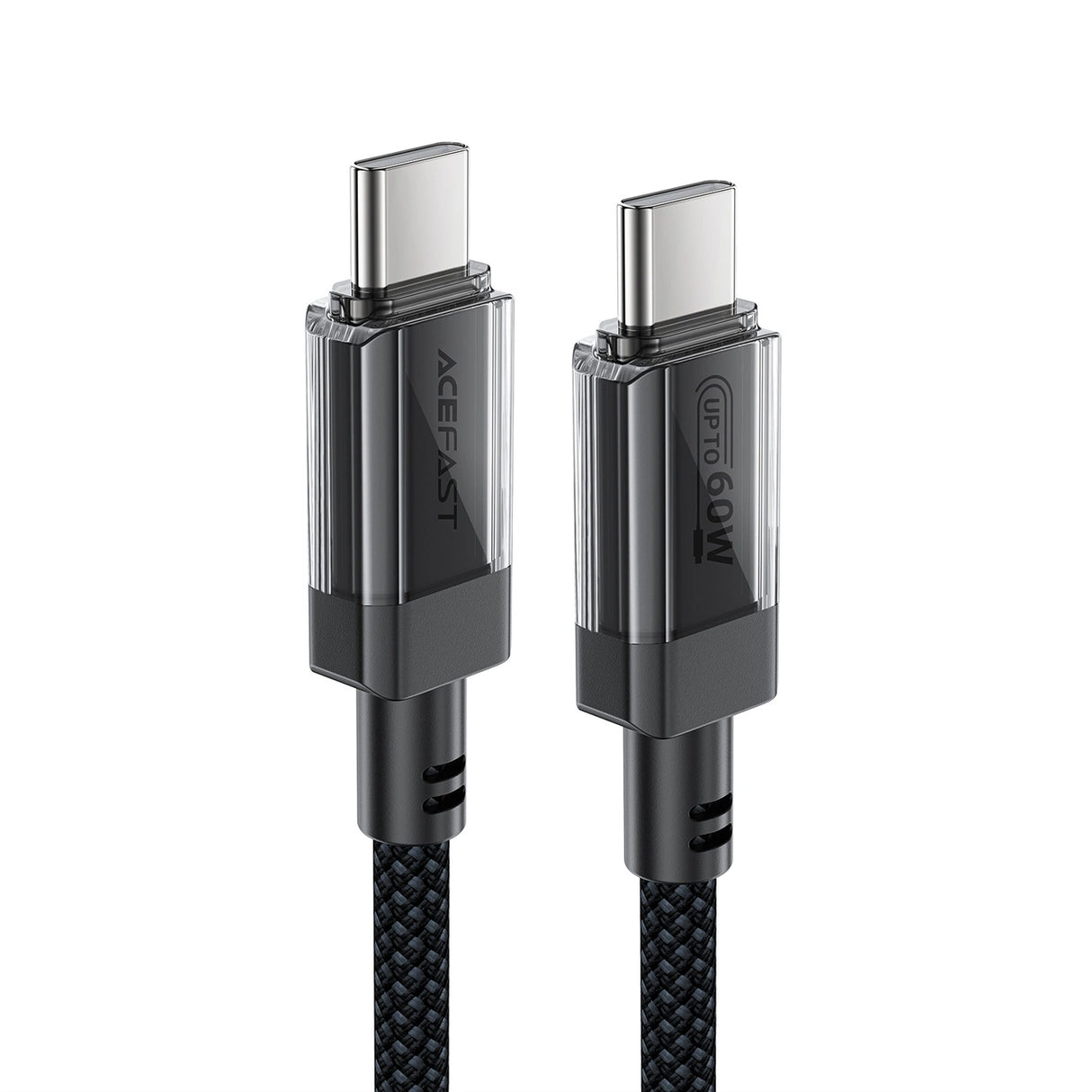 Acefast C12 USB-C / USB-C PD-kabel 60W 480Mb / med nylon fletning - sort