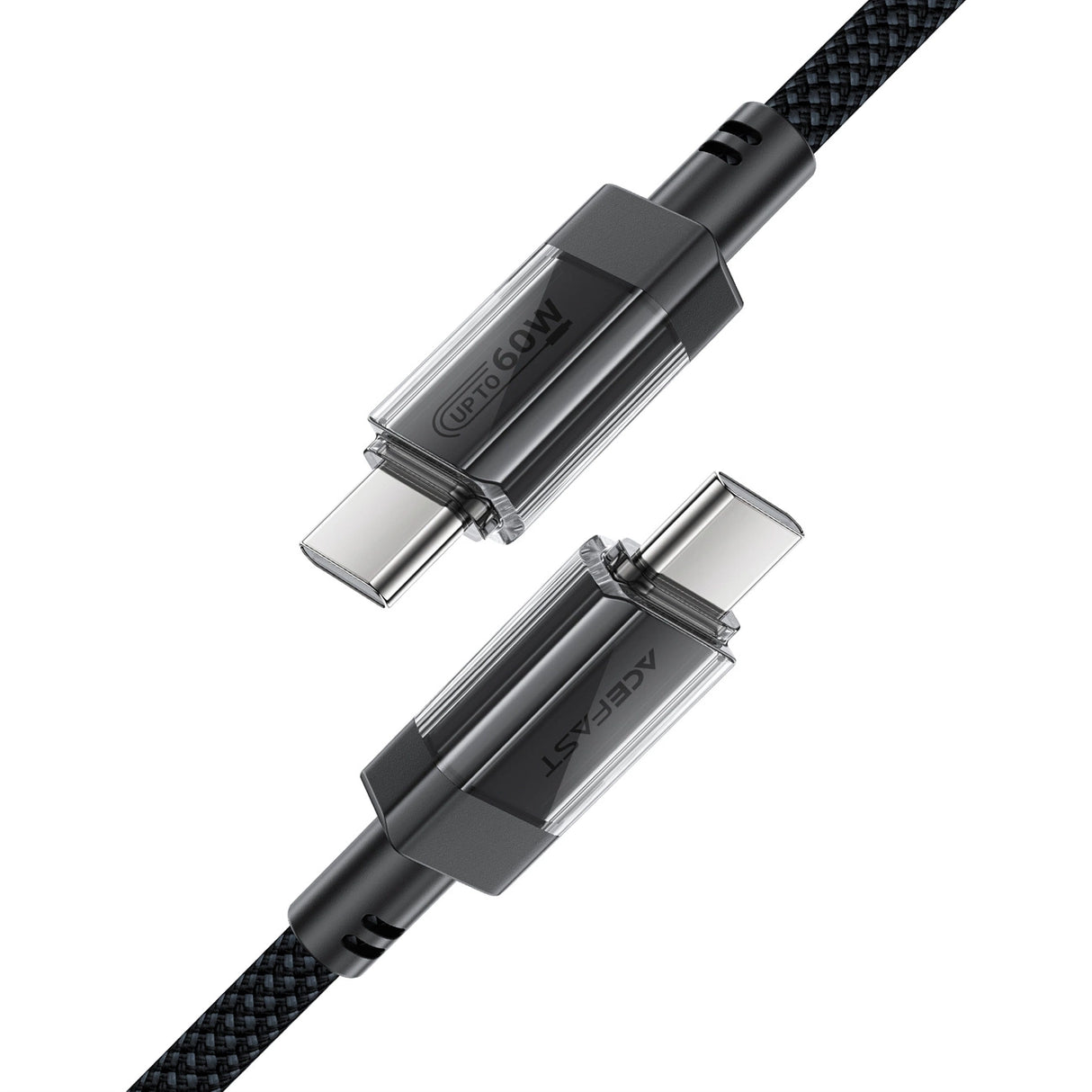 Acefast C12 USB-C / USB-C PD-kabel 60W 480Mb / med nylon fletning - sort