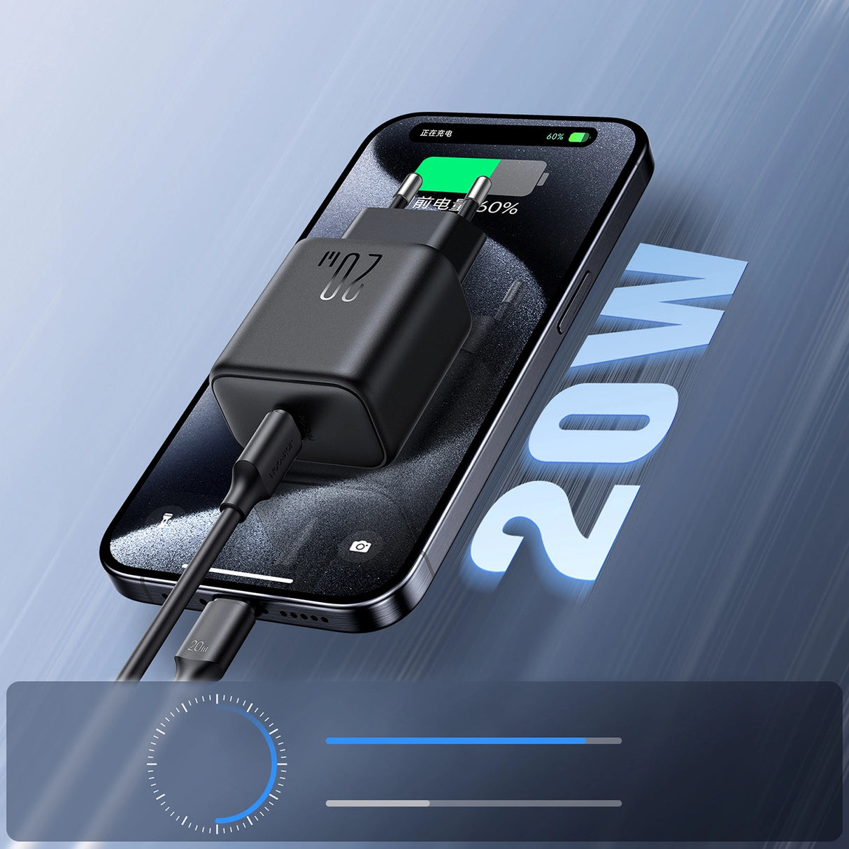 Joyroom JR-TCF20 USB-C PD 20W netværksoplader - sort