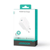 Joyroom JR-TCF20 USB-C PD 20W netværksoplader - hvid + USB-C / USB-C kabel 1m