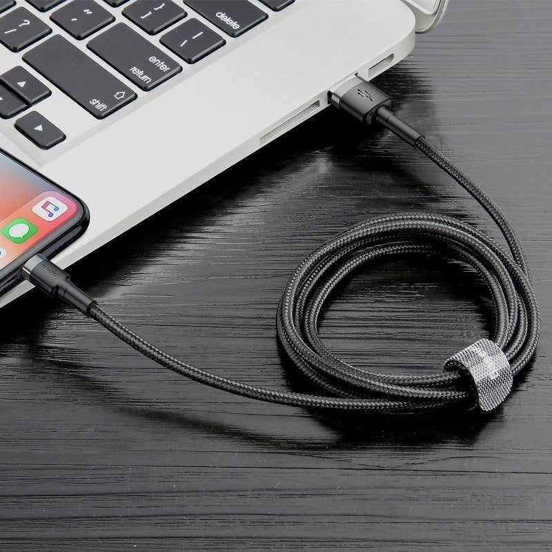 Baseus Cafule USB Lightning Cable 2,4A 1m (grå+sort)