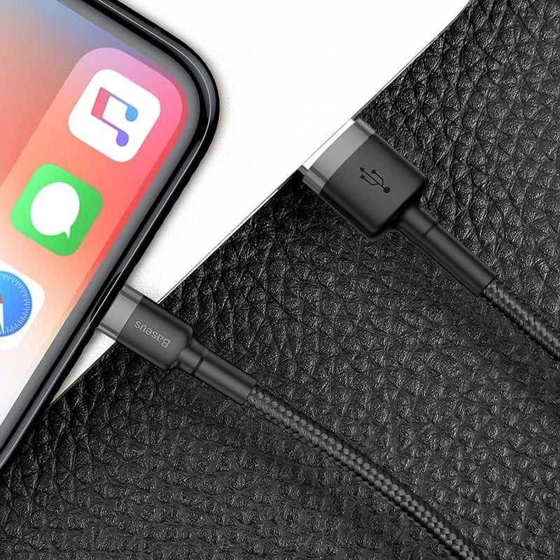 Baseus Cafule USB Lightning Cable 2,4A 1m (grå+sort)