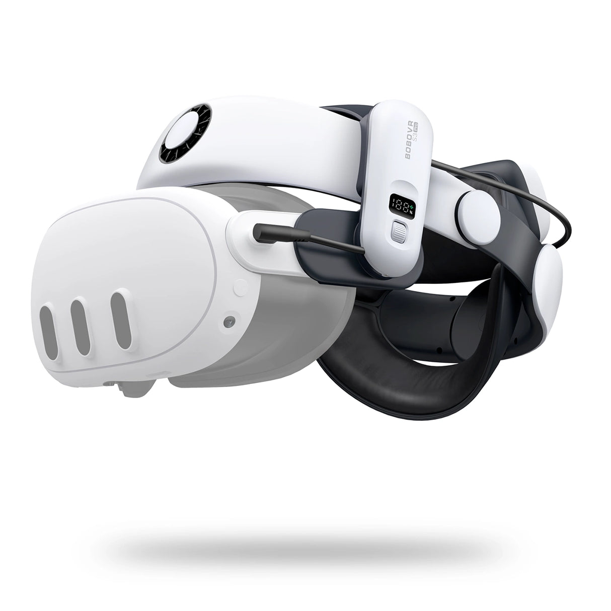 BoboVR S3 Pro belastningsbånd til Meta Quest 3 VR-briller + B100 eksternt batteri - hvidt og sort