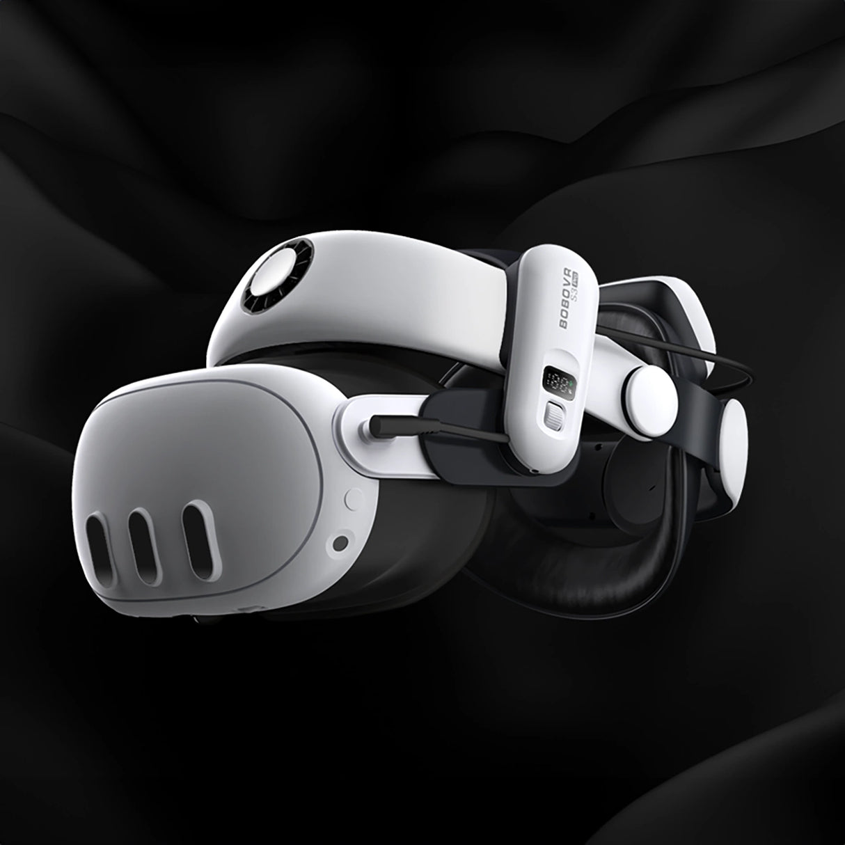 BoboVR S3 Pro belastningsbånd til Meta Quest 3 VR-briller + B100 eksternt batteri - hvidt og sort