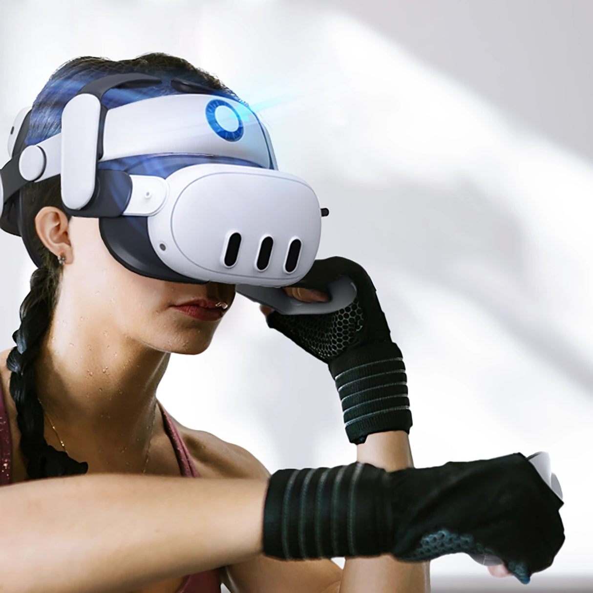 BoboVR S3 Pro belastningsbånd til Meta Quest 3 VR-briller + B100 eksternt batteri - hvidt og sort