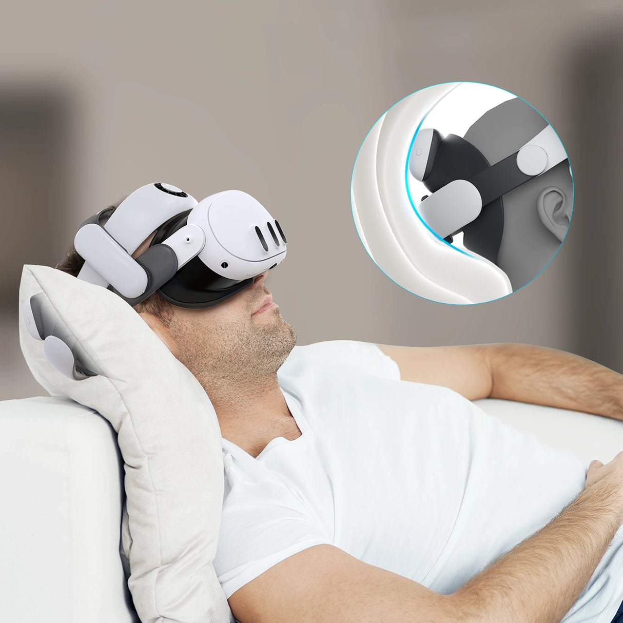 BoboVR S3 Pro belastningsbånd til Meta Quest 3 VR-briller + B100 eksternt batteri - hvidt og sort