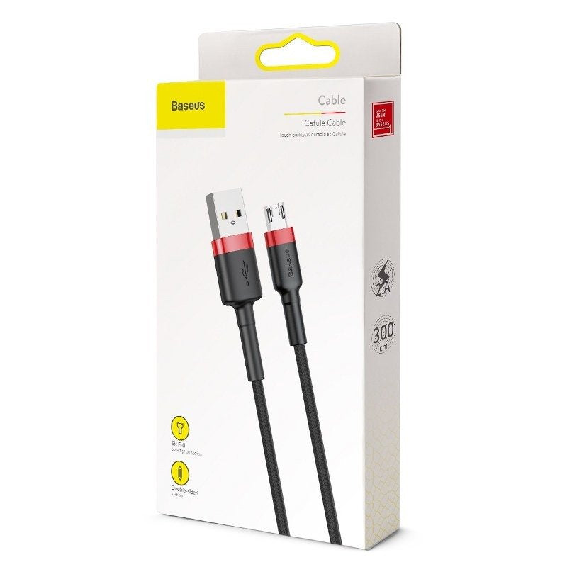 Baseus Cafule Micro USB-kabel 2A 3m (sort+rød)