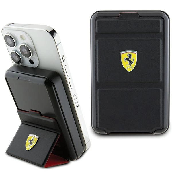 Powerbank Ferrari Metal Logo MagSafe induktion 15W 10000 mAh med standfunktion - sort