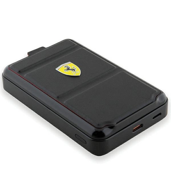 Powerbank Ferrari Metal Logo MagSafe induktion 15W 10000 mAh med standfunktion - sort