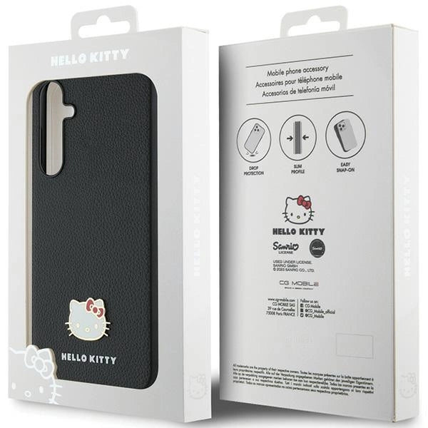 Hello Kitty Metal Logo Kitty Head case for Samsung Galaxy A55 - black
