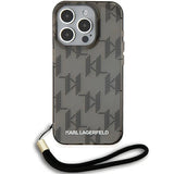 Karl Lagerfeld IML Mono KL Pattern & Cord case for iPhone 15 Pro - black
