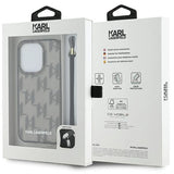 Karl Lagerfeld IML Mono KL Pattern & Cord case for iPhone 15 Pro - black