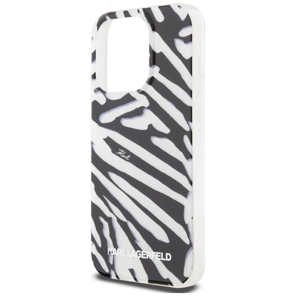 Karl Lagerfeld IML Zebra Pattern & Cord case for iPhone 15 Pro - black