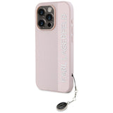 Karl Lagerfeld Saffiano Rhinestones & Charm case for iPhone 15 Pro - pink