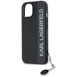 Karl Lagerfeld Saffiano Rhinestones & Charm case for iPhone 15 / 14 / 13 - black