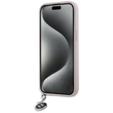 Karl Lagerfeld Saffiano Rhinestones & Charm case for iPhone 15 / 14 / 13 - pink
