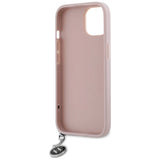Karl Lagerfeld Saffiano Rhinestones & Charm case for iPhone 15 / 14 / 13 - pink