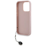 Karl Lagerfeld Saffiano Rhinestones & Charm case for iPhone 15 Pro Max - pink