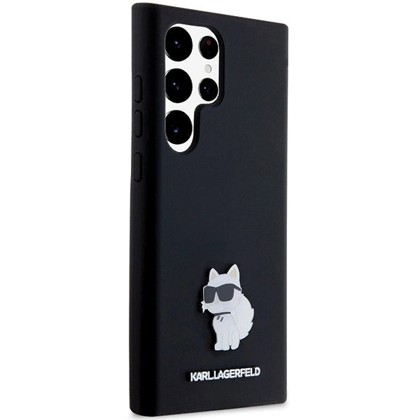 Karl Lagerfeld Silicone Choupette Metal Pin case for Samsung Galaxy S24 Ultra - black