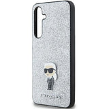 Karl Lagerfeld Fixed Glitter Ikonik Logo Metal Pin case for Samsung Galaxy A35 - silver