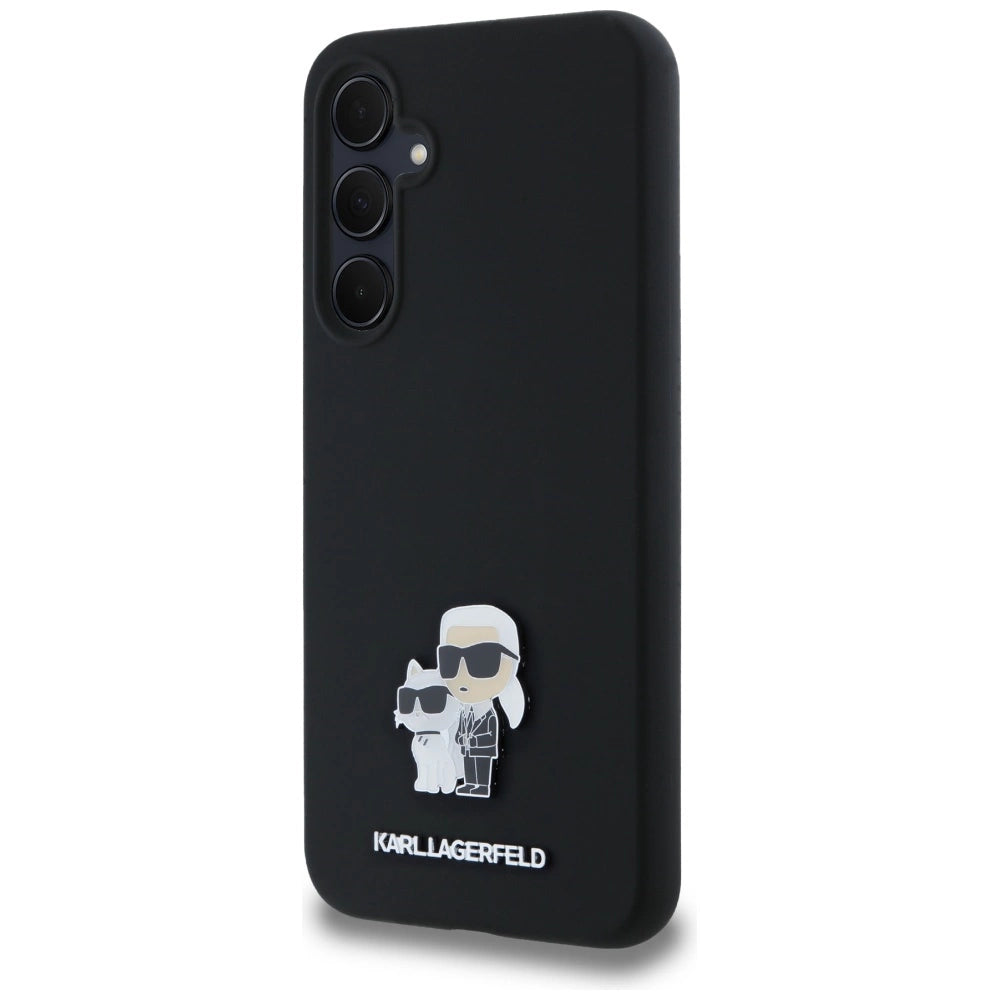 Karl Lagerfeld Silicone Karl&Choupette Metal Pin case for Samsung Galaxy A35 - black
