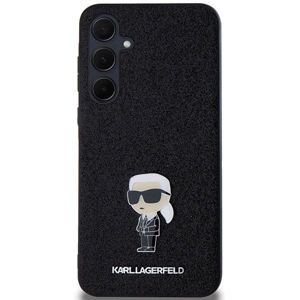 Karl Lagerfeld Fixed Glitter Ikonik Logo Metal Pin case for Samsung Galaxy A55 - black