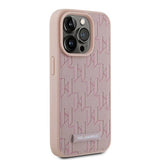 Karl Lagerfeld Leather Monogram Metal Logo case for iPhone 15 Pro - pink