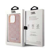 Karl Lagerfeld Leather Monogram Metal Logo case for iPhone 15 Pro - pink