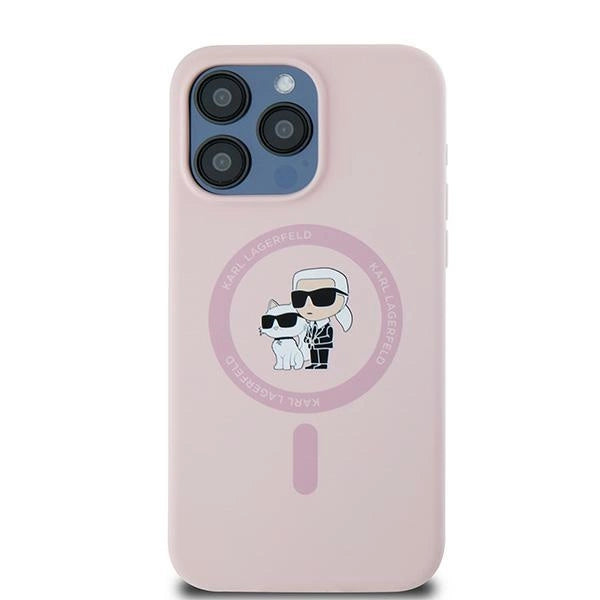 Karl Lagerfeld Silicone Karl&Choupette MagSafe Case for iPhone 15 Pro - Pink