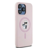 Karl Lagerfeld Silicone Karl&Choupette MagSafe Case for iPhone 15 Pro - Pink