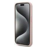 Karl Lagerfeld Leather Monogram Metal Logo case for iPhone 15 Pro Max - pink