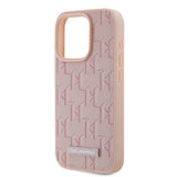 Karl Lagerfeld Leather Monogram Metal Logo case for iPhone 15 Pro Max - pink