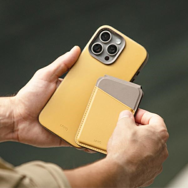 Uniq Lyden DS magnetisk RFID-tegnebog med telefonstativ - gul-grå