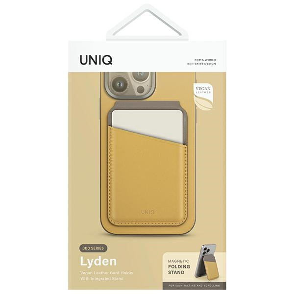 Uniq Lyden DS magnetisk RFID-tegnebog med telefonstativ - gul-grå
