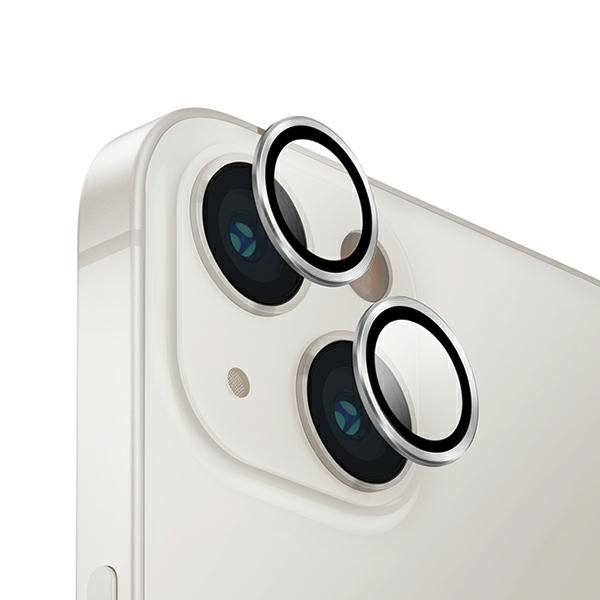 Uniq Optix aluminiums kameraobjektivbeskytter til iPhone 14/14 Plus kameraobjektiv med applikator - sølv