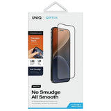 Uniq Optix Matte frostet hærdet glas til iPhone 15 Pro med applikator
