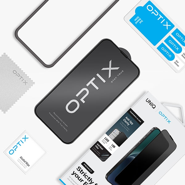 Uniq Optix Privacy hærdet glas til iPhone 15 Pro Max med applikator