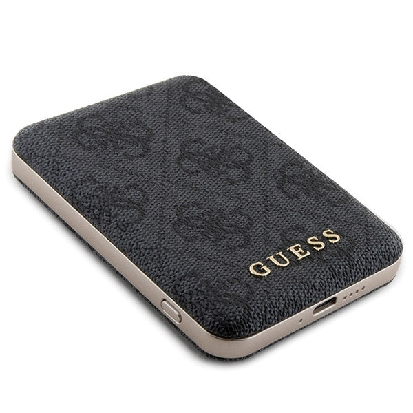 Guess 4G Metal Logo-kasset til iPhone 11 + 5000mAh MagSafe powerbank - sort