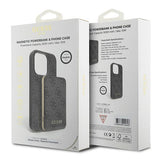 Guess 4G Metal Logo-kasset til iPhone 14 Pro + 5000mAh MagSafe powerbank - sort